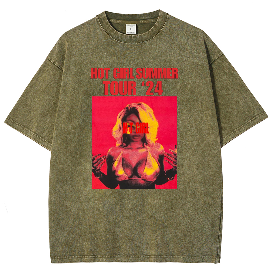 Hot Girl Summer Tour 2024 Megan Print Vintage Distressed T-shirt