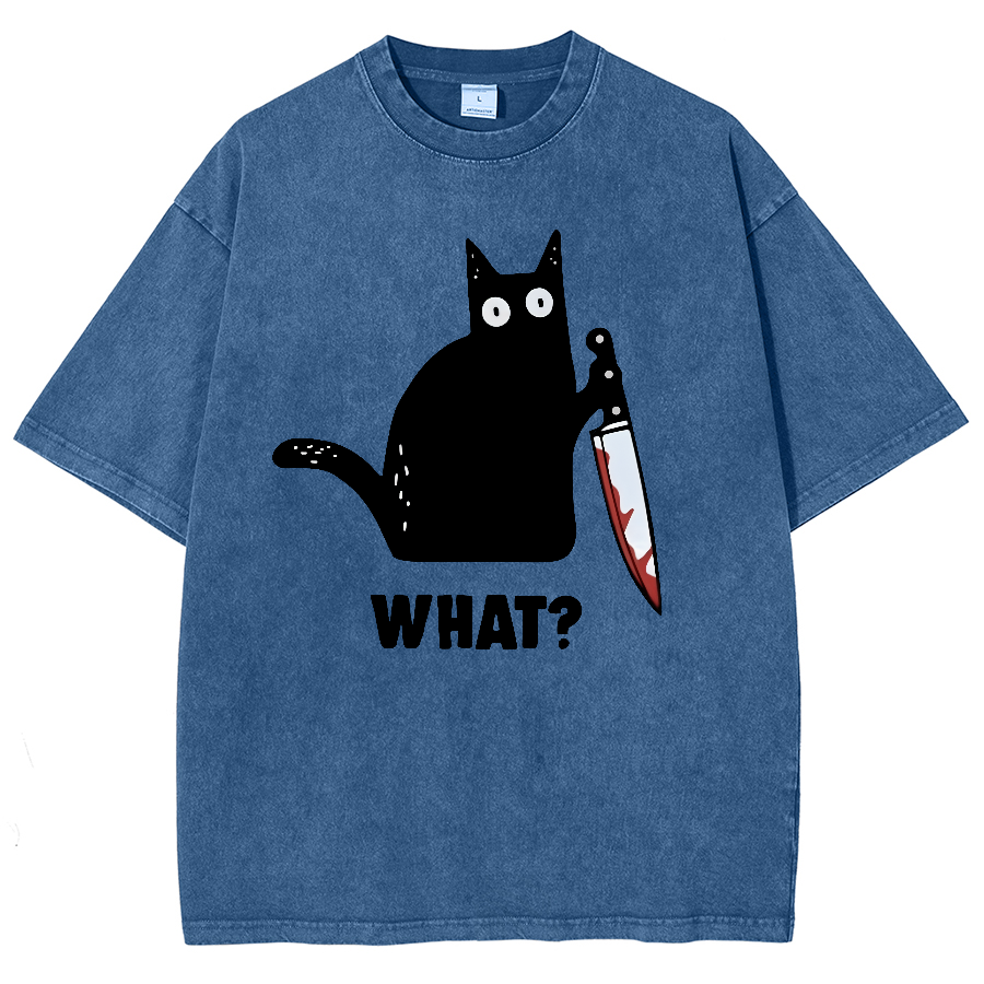 What! Funny Cat Vintage Distressed T-shirt