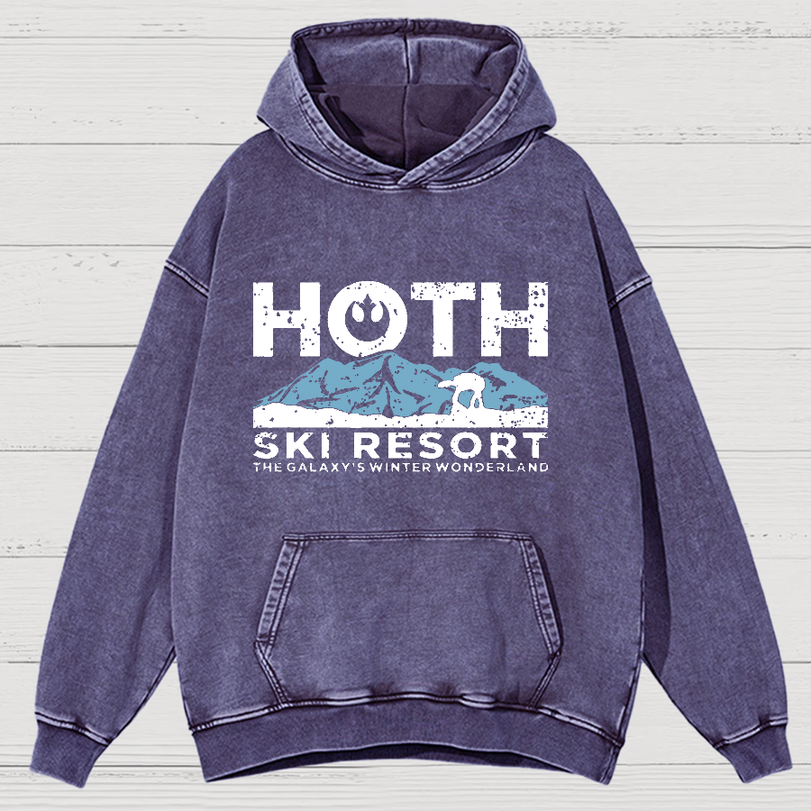Hoth Ski Resort Vintage Distressed Hoodie