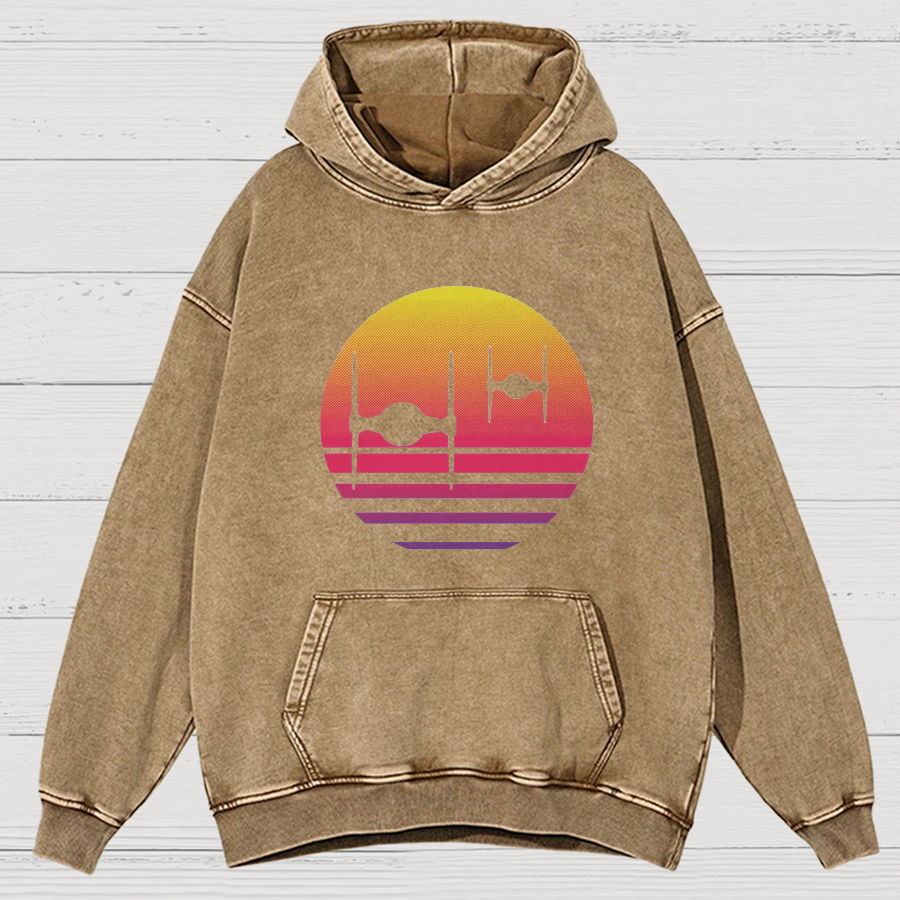 Tie Fighter Sunset Vintage Distressed Hoodie