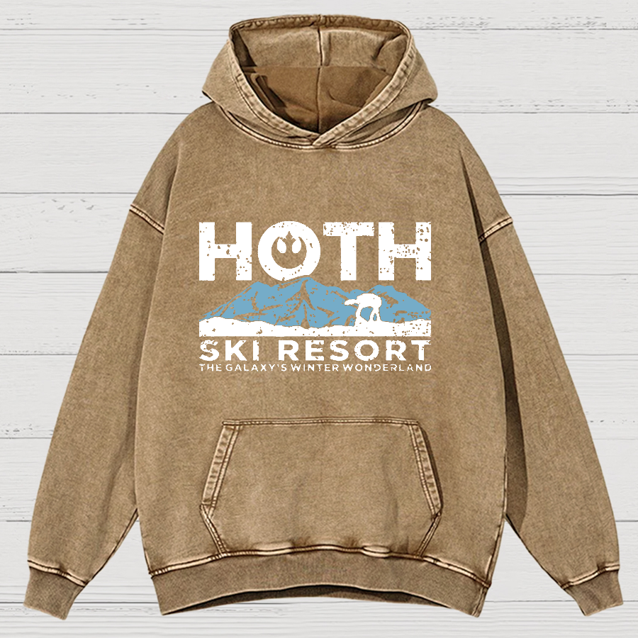 Hoth Ski Resort Vintage Distressed Hoodie