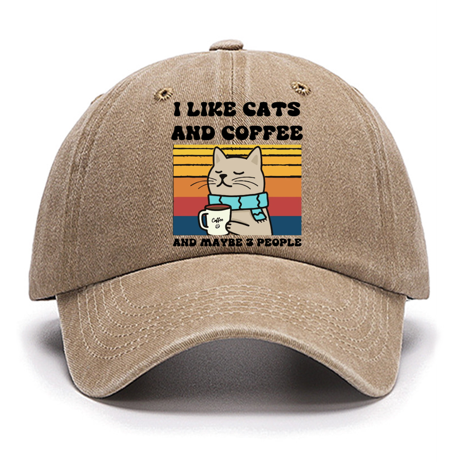 I Like Cats And Coffee And Maybe 3 People Funny Nerd Cotton Hat