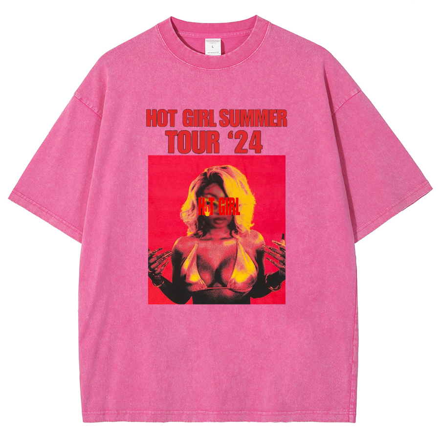 Hot Girl Summer Tour 2024 Megan Print Vintage Distressed T-shirt