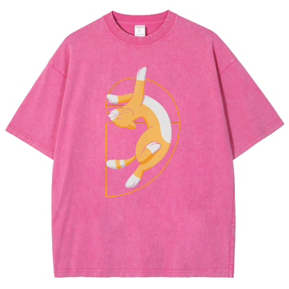Fibonacci Spiral Cat Vintage Distressed T-shirt