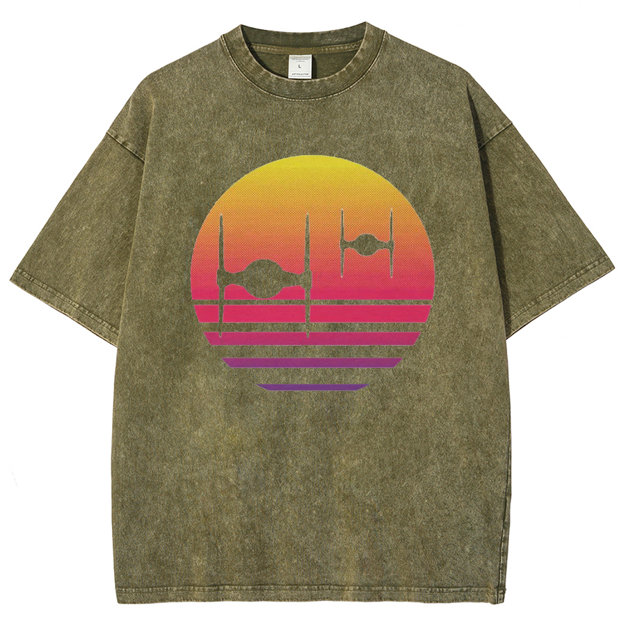 Tie Fighter Sunset Vintage Distressed T-shirt