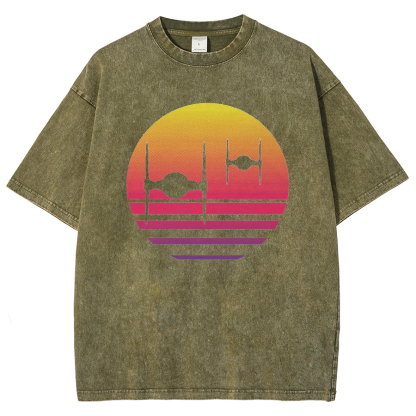 Tie Fighter Sunset Vintage Distressed T-shirt