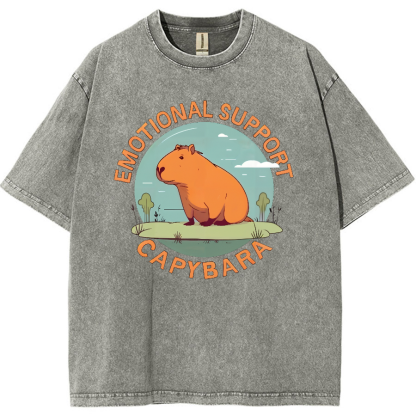Emotional Support Capybara Vintage Distressed T-shirt