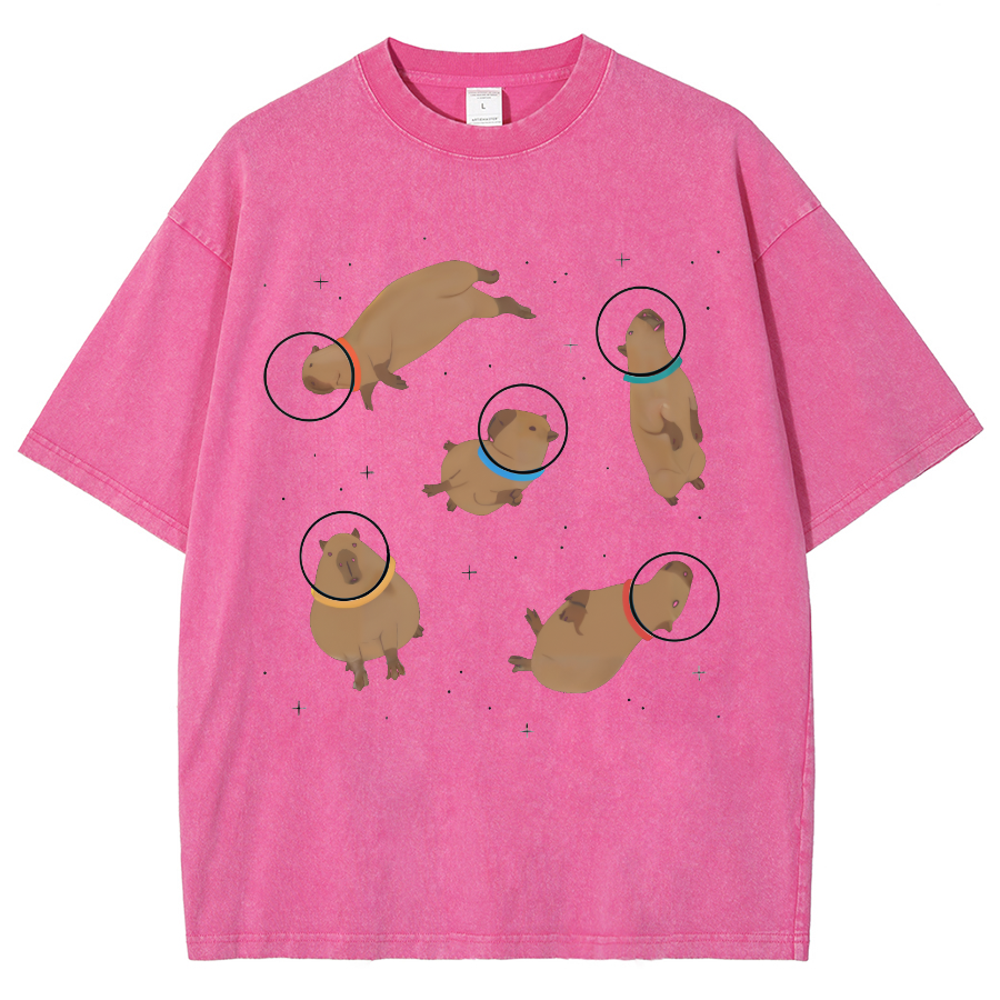 Capybara in Space Funny Vintage Distressed T-shirt