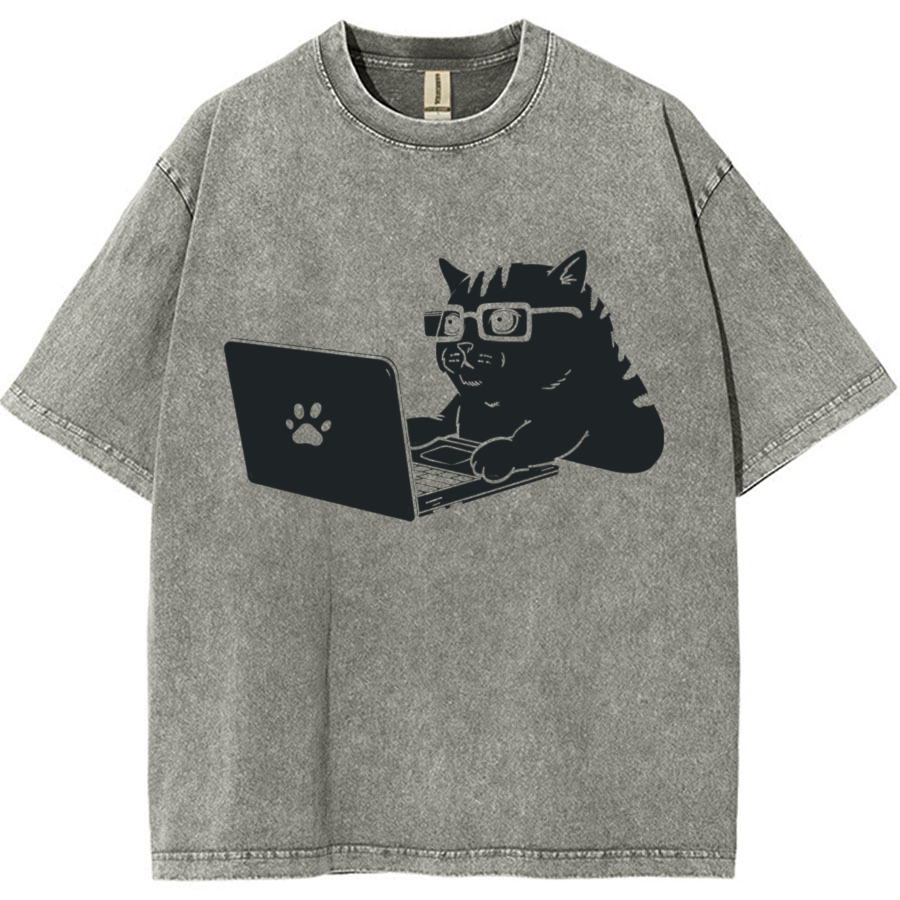 Cats & Computers Vintage Distressed T-shirt