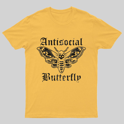 Funny Antisocial Butterfly Geeky T-Shirt