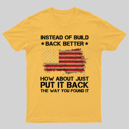 Instead Of Build Back Better How About Just Put It Back 1776 T-Shirt