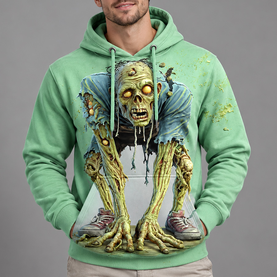Halloween Funny Skull 3D Print Air Layer Hoodie