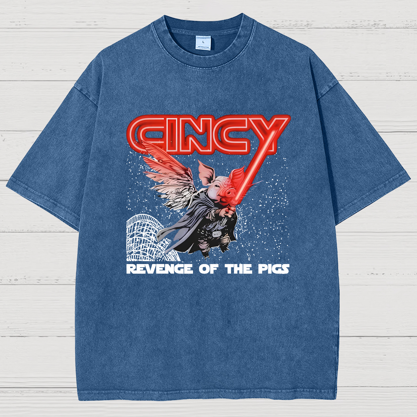 Revenge of the pigs graphic Vintage Distressed T-shirt