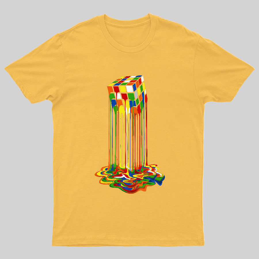 Rainbow Abstraction melted rubix cube Geeky T-Shirt