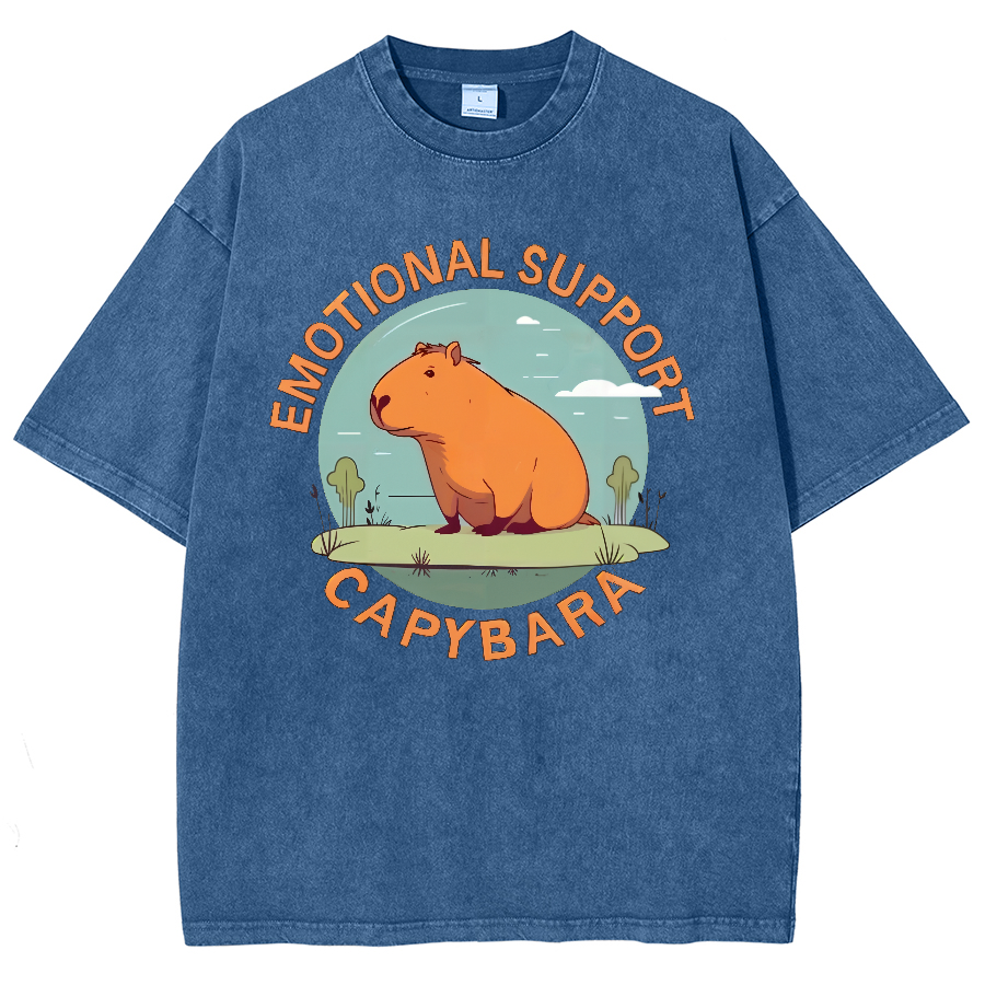 Emotional Support Capybara Vintage Distressed T-shirt