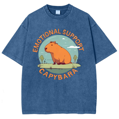 Emotional Support Capybara Vintage Distressed T-shirt