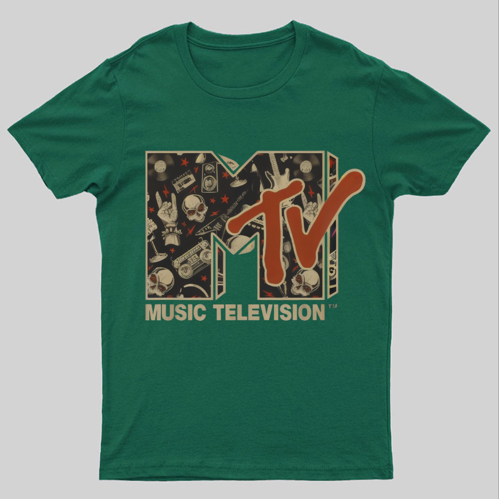 Mademark - MTV Rock n Roll Music Hard Heavy Metal Skull Guitar Vintage Nerdy T-Shirt