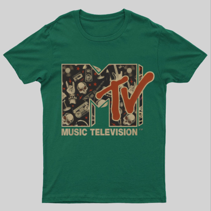 Mademark - MTV Rock n Roll Music Hard Heavy Metal Skull Guitar Vintage Nerdy T-Shirt