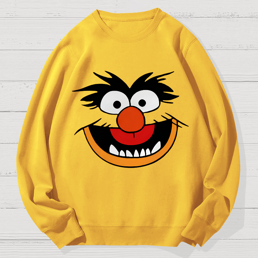 Retro Pop Culture Puppet Face Geek Cotton Sweatshirt
