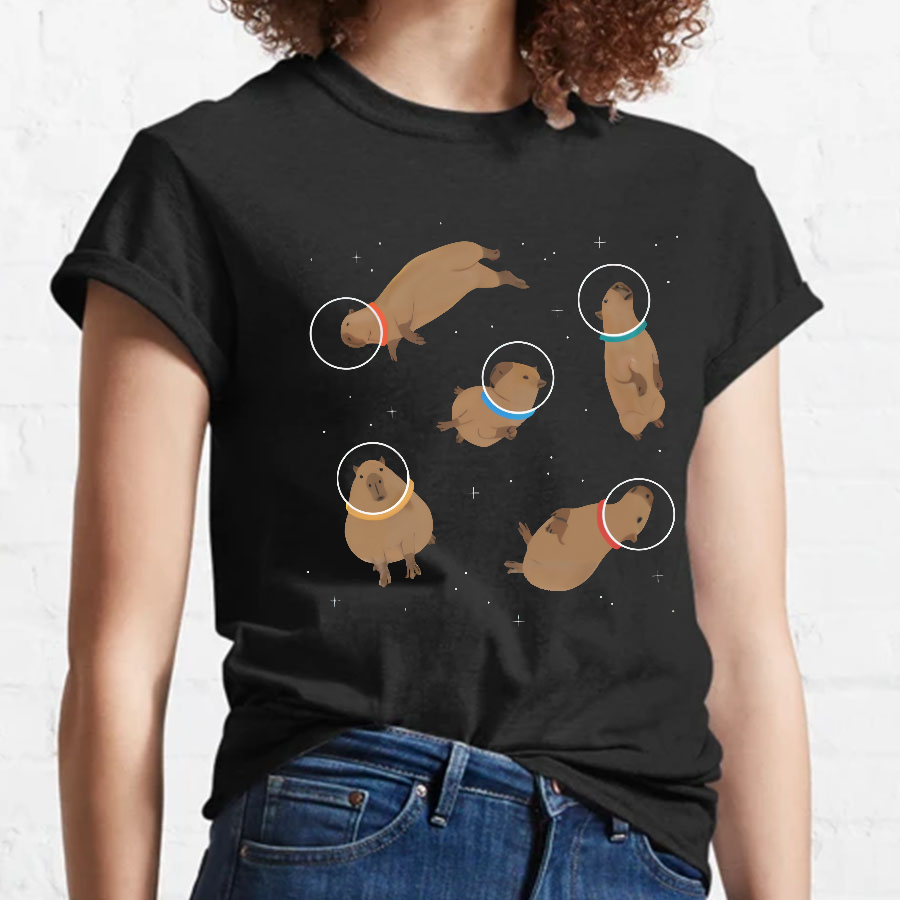 Capybara in Space Funny Geeky T-Shirt