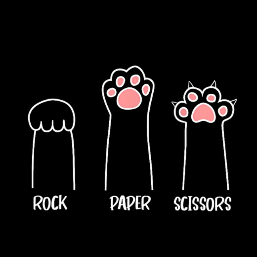 Rock Paper Scissors Hand Game Cute Paw Funny Cat Geeky T-Shirt