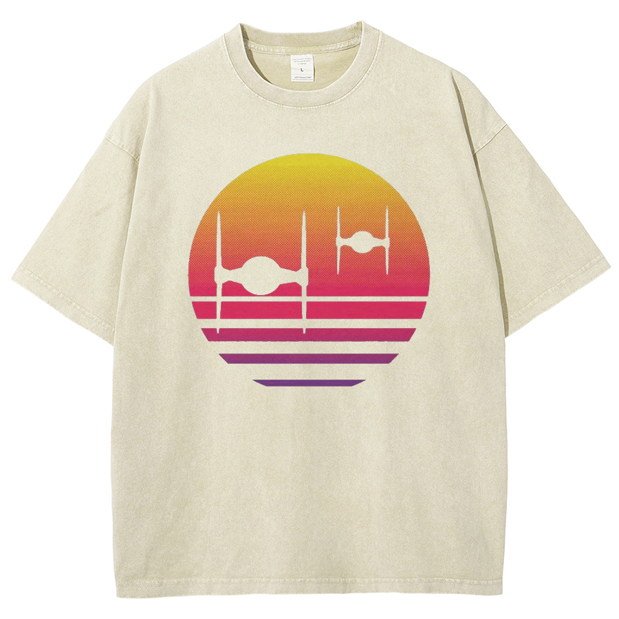 Tie Fighter Sunset Vintage Distressed T-shirt