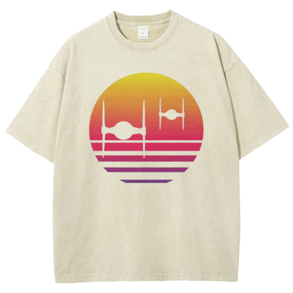 Tie Fighter Sunset Vintage Distressed T-shirt