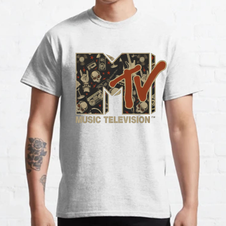 Mademark - MTV Rock n Roll Music Hard Heavy Metal Skull Guitar Vintage Nerdy T-Shirt