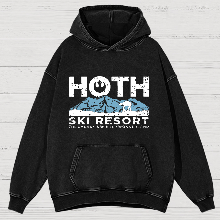 Hoth Ski Resort Vintage Distressed Hoodie
