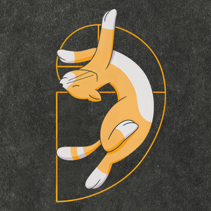 Fibonacci Spiral Cat Vintage Distressed T-shirt
