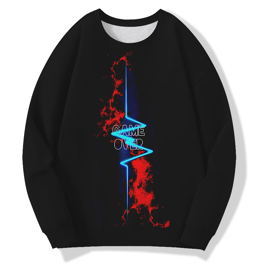 Funny Game Over Air Layer Crew-Neck Print Sweatshirt