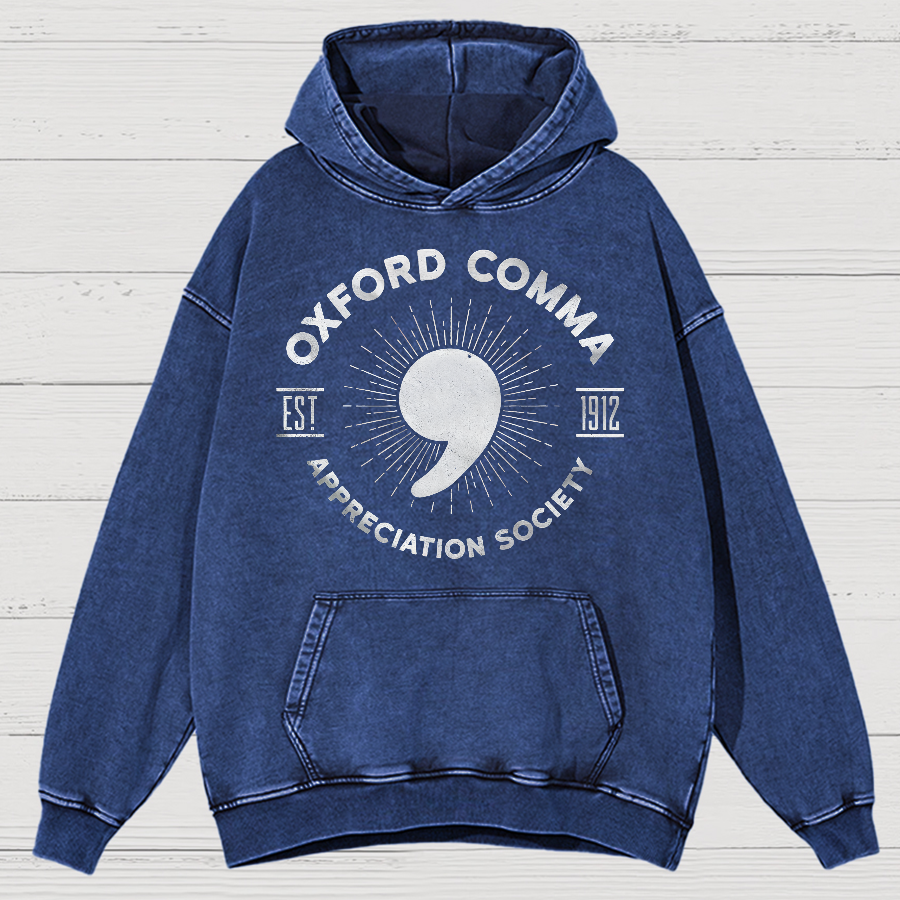Men's Oxford Comma Appreciation Society Vintage Distressed Hoodie