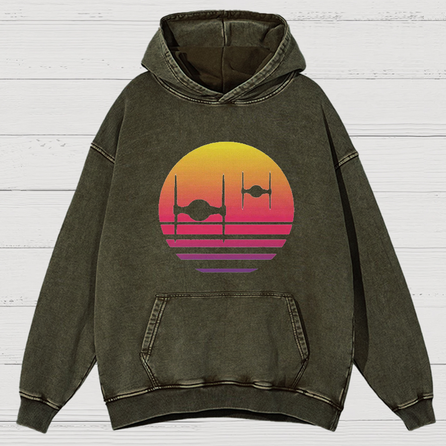 Tie Fighter Sunset Vintage Distressed Hoodie