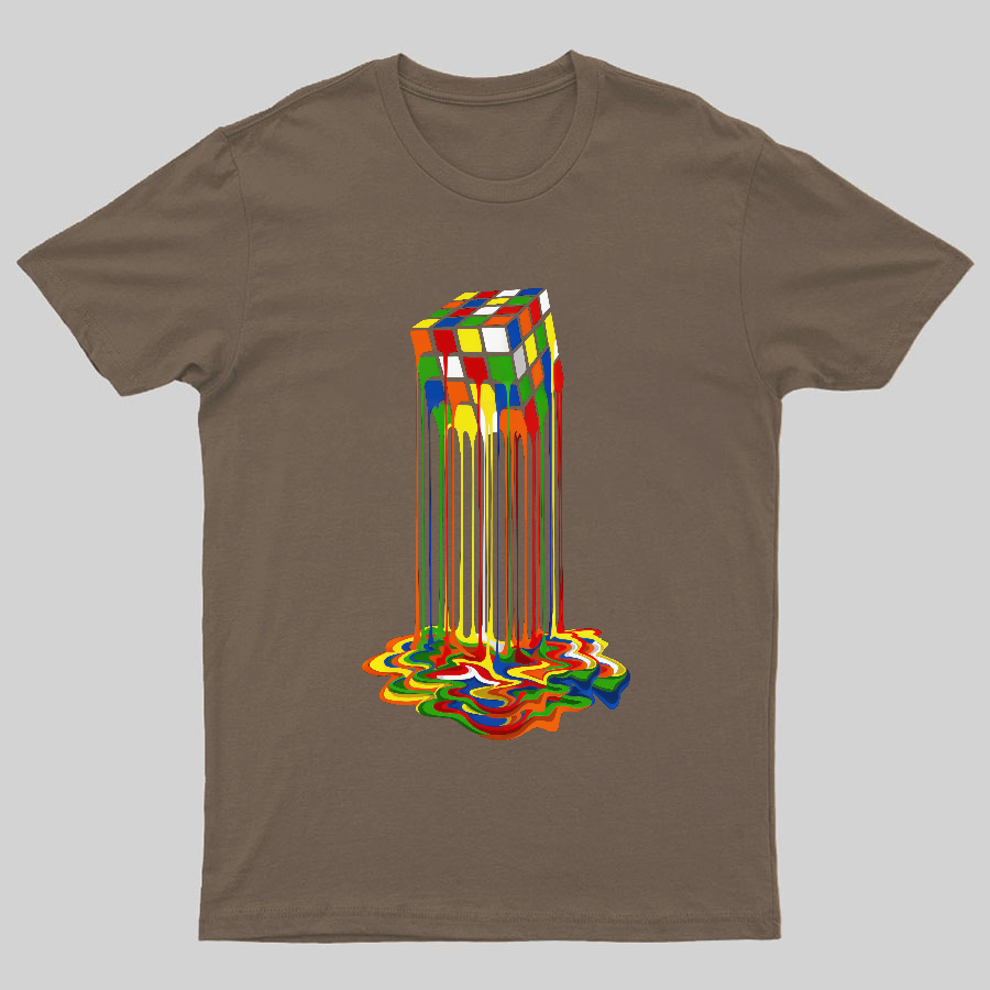 Rainbow Abstraction melted rubix cube Geeky T-Shirt
