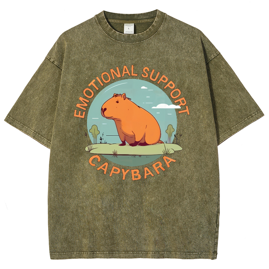 Emotional Support Capybara Vintage Distressed T-shirt