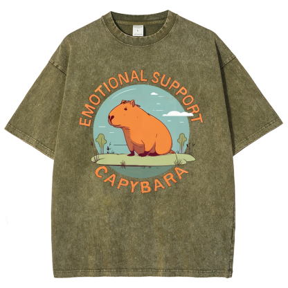 Emotional Support Capybara Vintage Distressed T-shirt