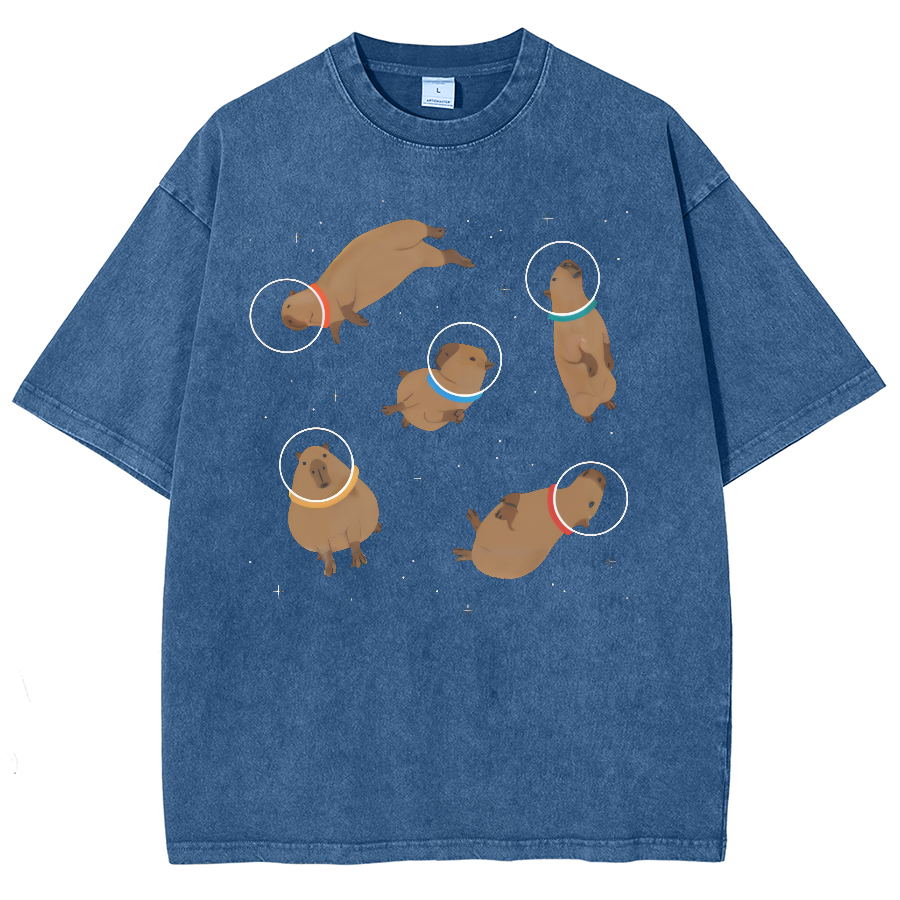 Capybara in Space Funny Vintage Distressed T-shirt