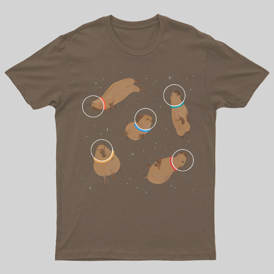Capybara in Space Funny Geeky T-Shirt