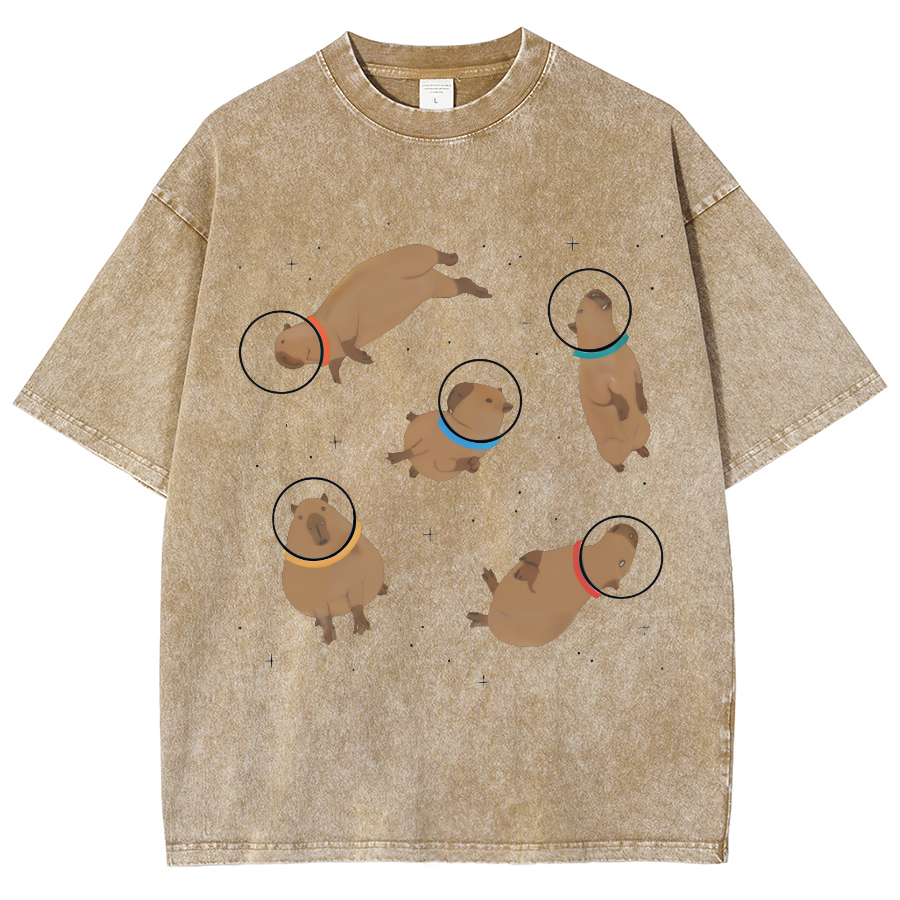 Capybara in Space Funny Vintage Distressed T-shirt