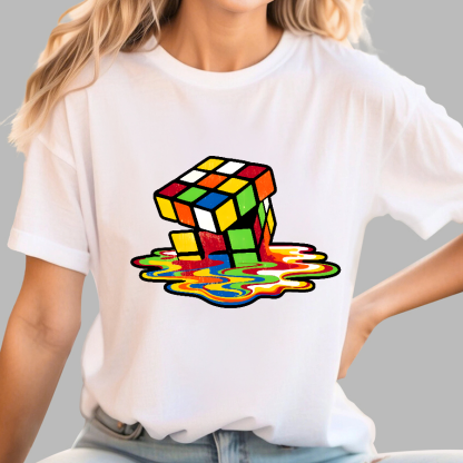 Retro Rubik's Cube Design Geek T-Shirt