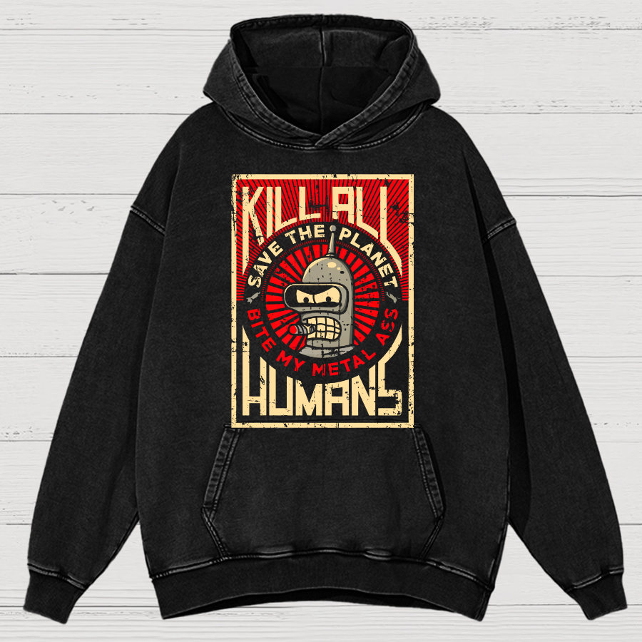  Save The Earth And Kill All Humans Vintage Distressed Hoodie