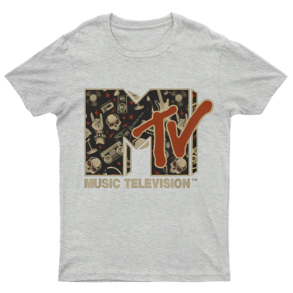 Mademark - MTV Rock n Roll Music Hard Heavy Metal Skull Guitar Vintage Nerdy T-Shirt