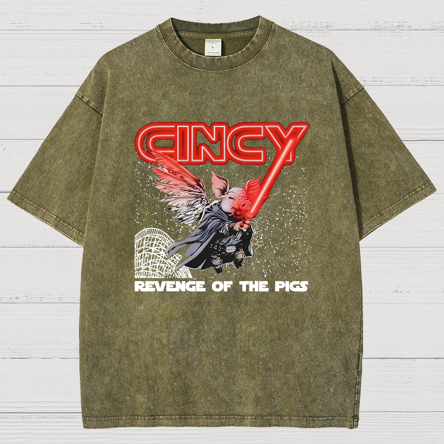 Revenge of the pigs graphic Vintage Distressed T-shirt
