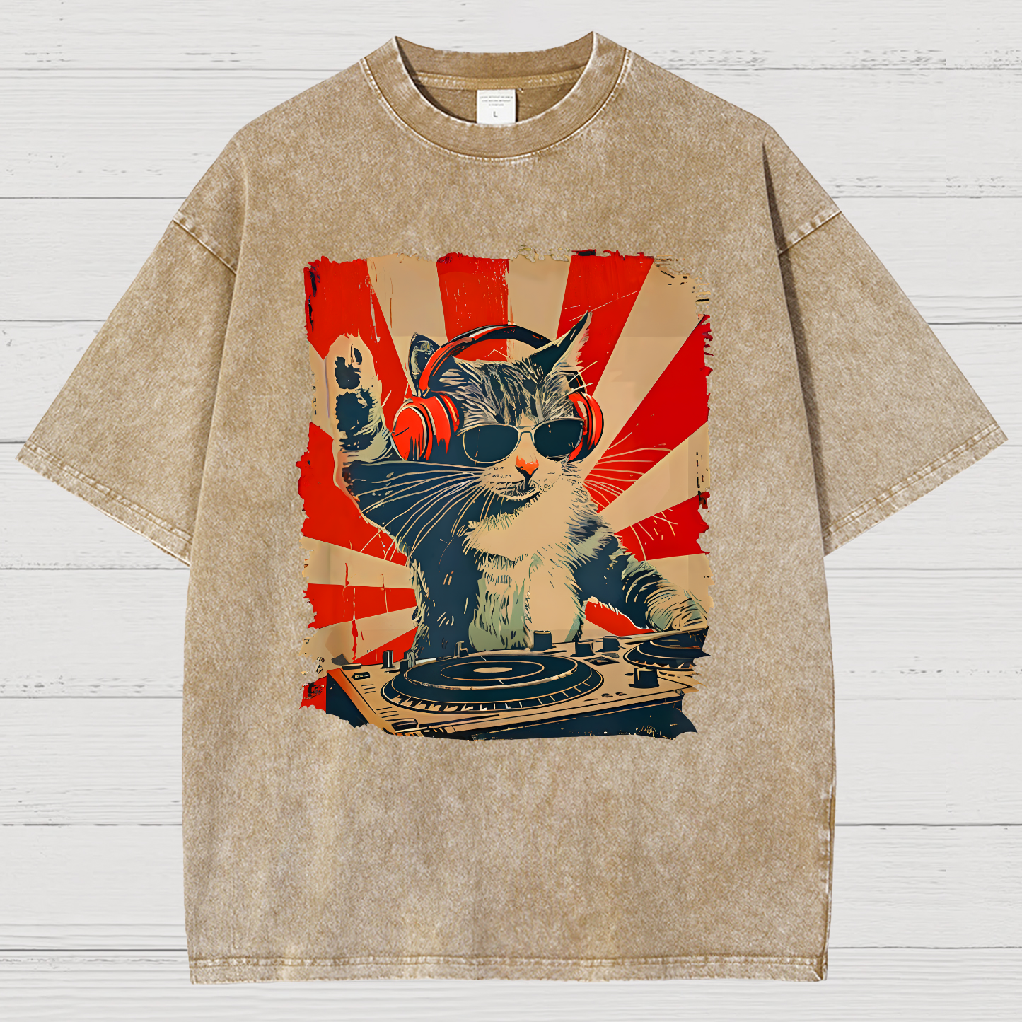 Rock Music Cat Vintage Distressed T-shirt