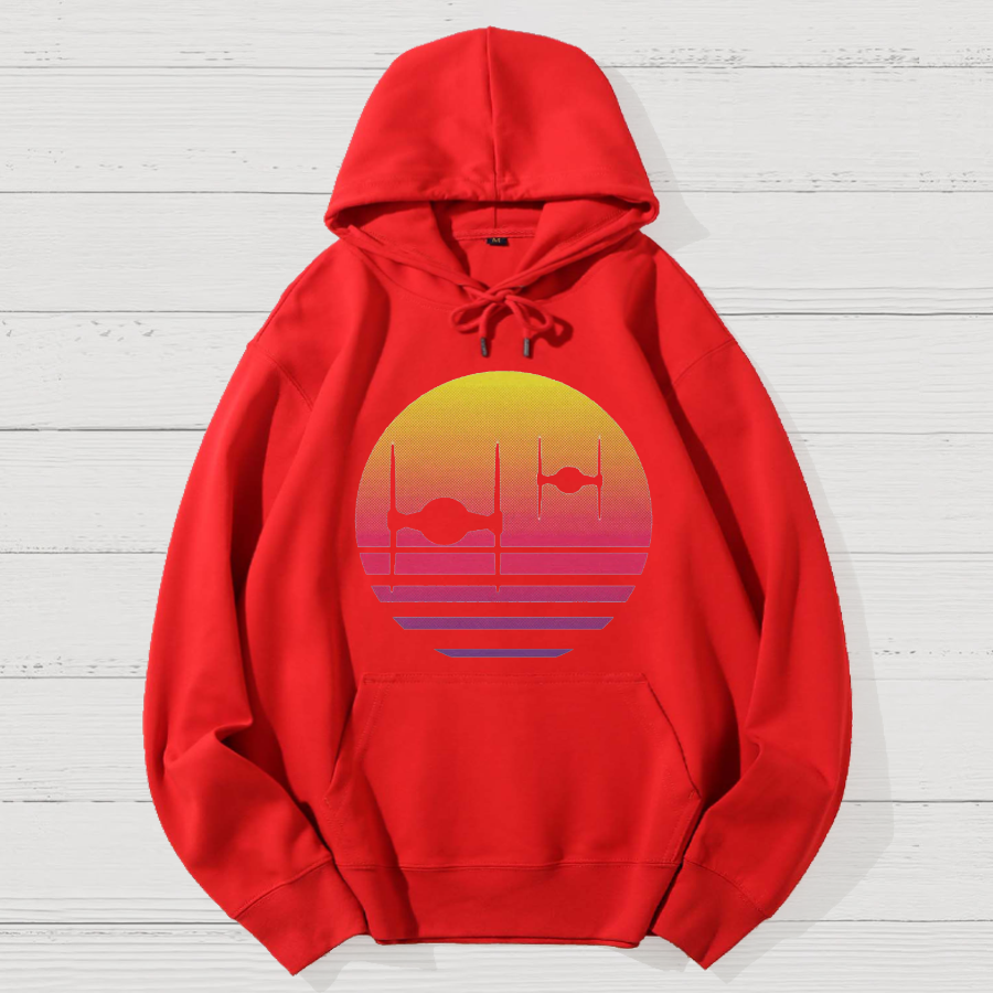 Tie Fighter Sunset Geek Cotton Hoodie