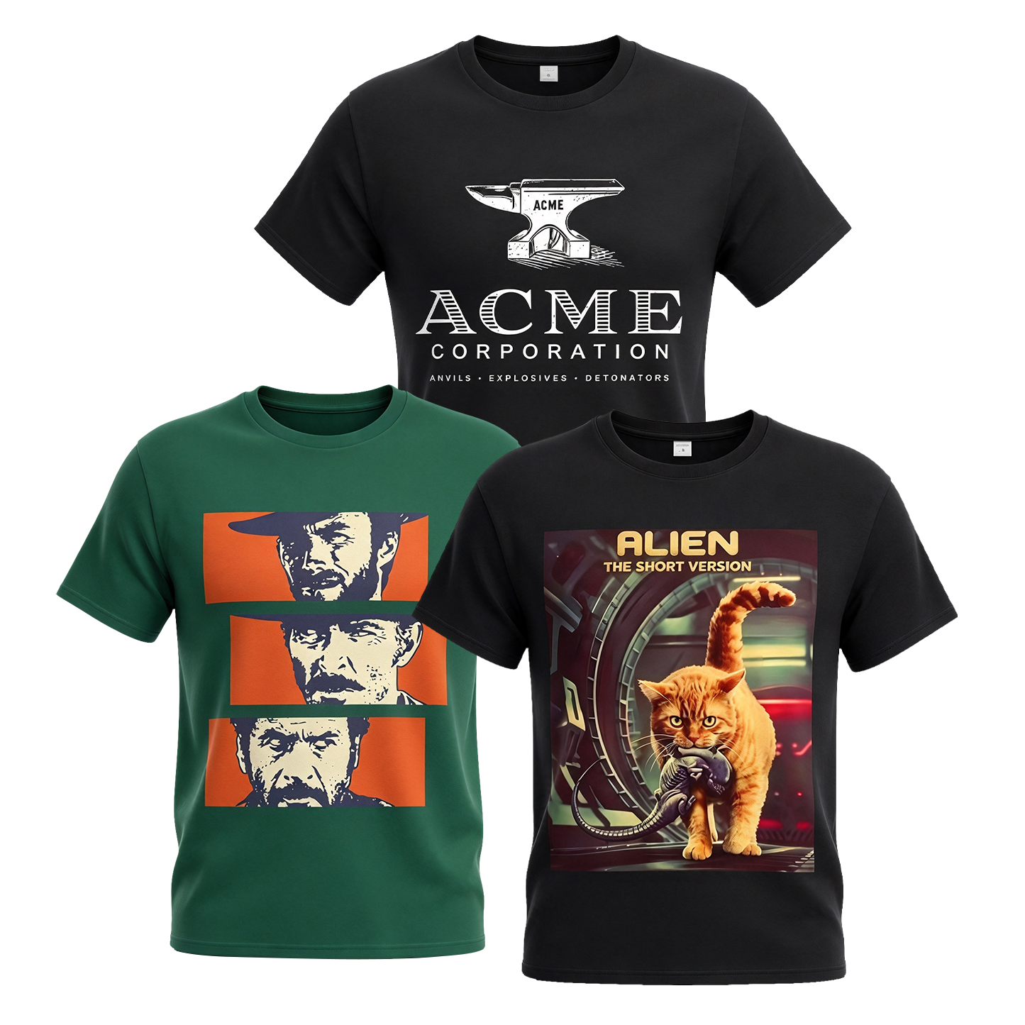 Premium 100% Cotton Geek Graphic T-Shirts, 3-Pack Multipack 007