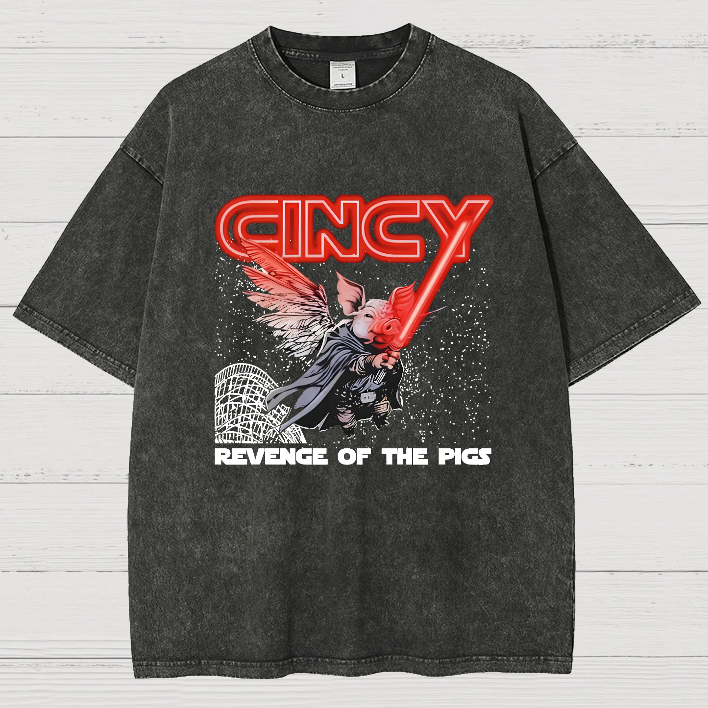 Revenge of the pigs graphic Vintage Distressed T-shirt