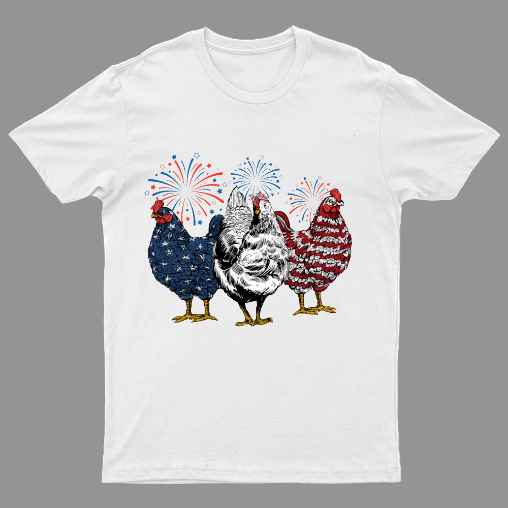Patriotic USA Chicken Retro American 4th Of July Nerdy T-Shirt