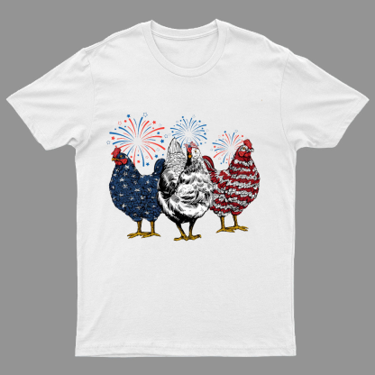 Patriotic USA Chicken Retro American 4th Of July Nerdy T-Shirt