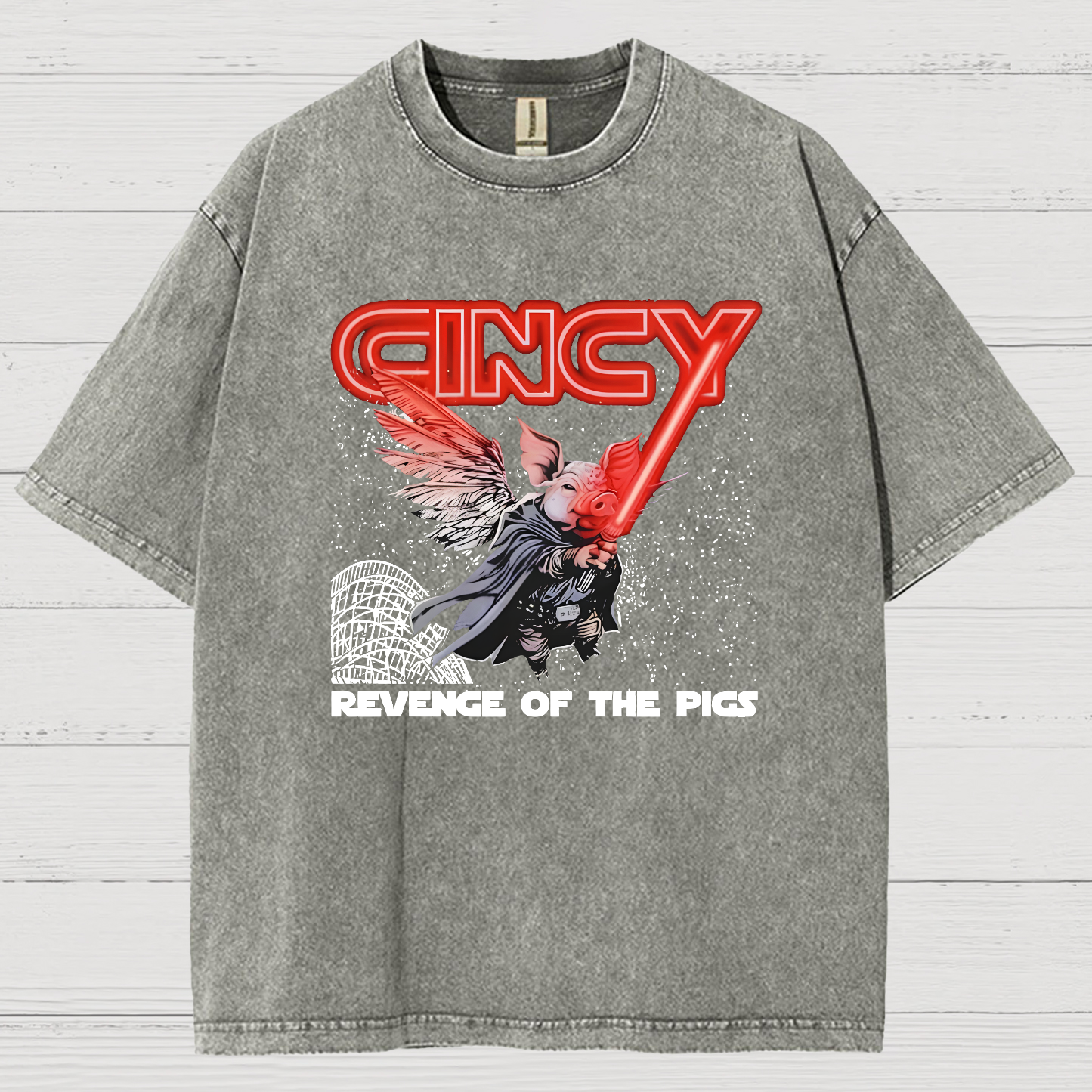 Revenge of the pigs graphic Vintage Distressed T-shirt
